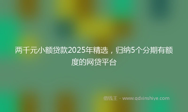 两千元小额贷款2025年精选，归纳5个分期有额度的网贷平台