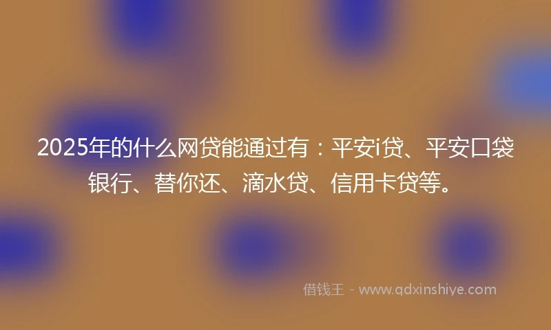 2025年的什么网贷能通过有：平安i贷、平安口袋银行、替你还、滴水贷、信用卡贷等。