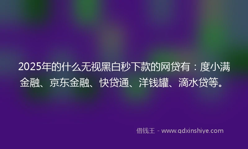 2025年的什么无视黑白秒下款的网贷有：度小满金融、京东金融、快贷通、洋钱罐、滴水贷等。