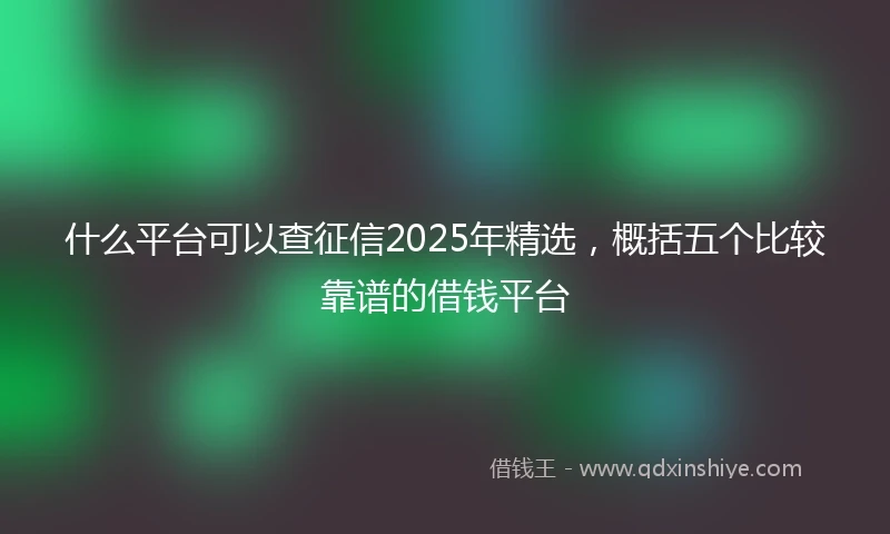 什么平台可以查征信2025年精选，概括五个比较靠谱的借钱平台