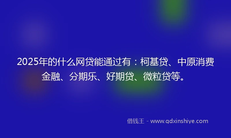 2025年的什么网贷能通过有：柯基贷、中原消费金融、分期乐、好期贷、微粒贷等。