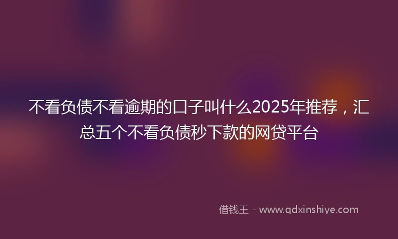 不看负债不看逾期的口子叫什么2025年推荐，汇总五个不看负债秒下款的网贷平台