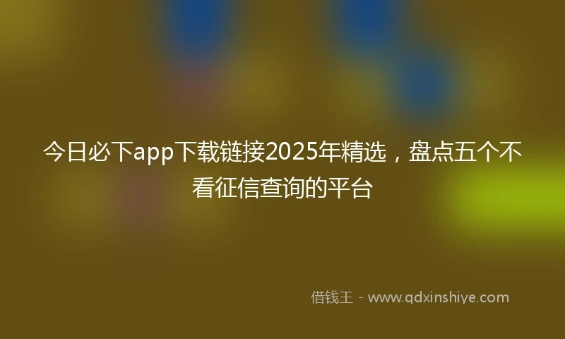 今日必下app下载链接2025年精选，盘点五个不看征信查询的平台