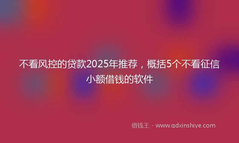 不看风控的贷款2025年推荐，概括5个不看征信小额借钱的软件