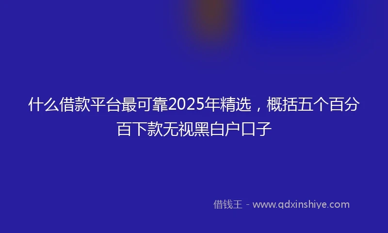 什么借款平台最可靠2025年精选，概括五个百分百下款无视黑白户口子