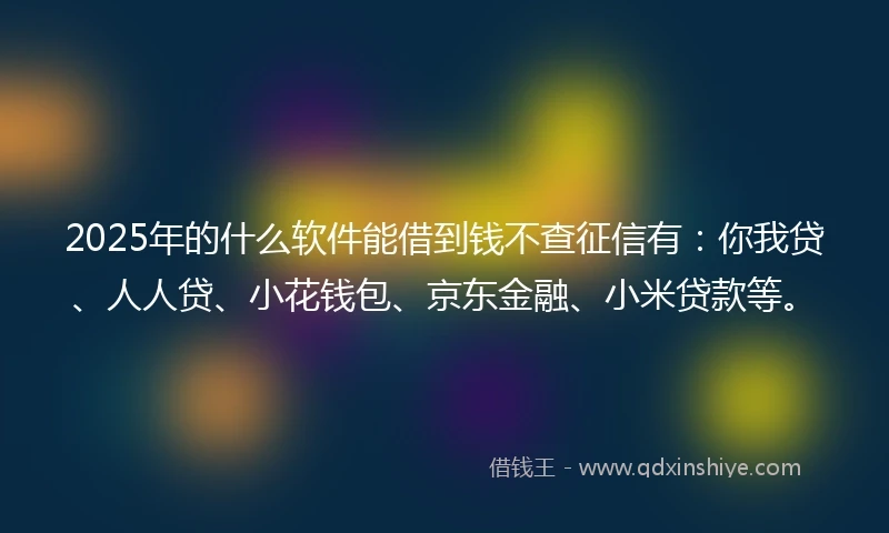 2025年的什么软件能借到钱不查征信有：你我贷、人人贷、小花钱包、京东金融、小米贷款等。