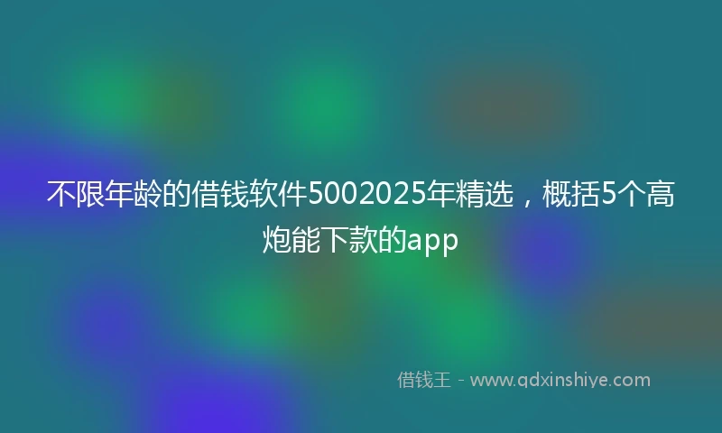 不限年龄的借钱软件5002025年精选，概括5个高炮能下款的app