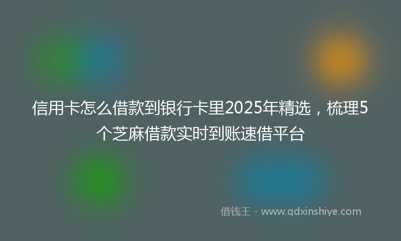 信用卡怎么借款到银行卡里2025年精选，梳理5个芝麻借款实时到账速借平台