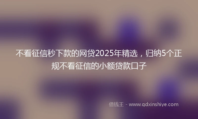 不看征信秒下款的网贷2025年精选，归纳5个正规不看征信的小额贷款口子