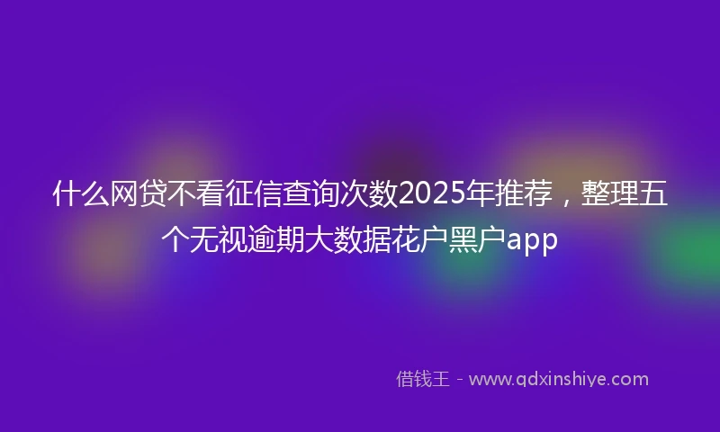 什么网贷不看征信查询次数2025年推荐，整理五个无视逾期大数据花户黑户app