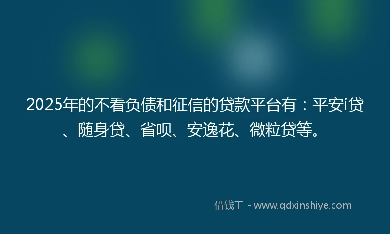 2025年的不看负债和征信的贷款平台有：平安i贷、随身贷、省呗、安逸花、微粒贷等。