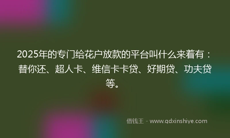 2025年的专门给花户放款的平台叫什么来着有：替你还、超人卡、维信卡卡贷、好期贷、功夫贷等。