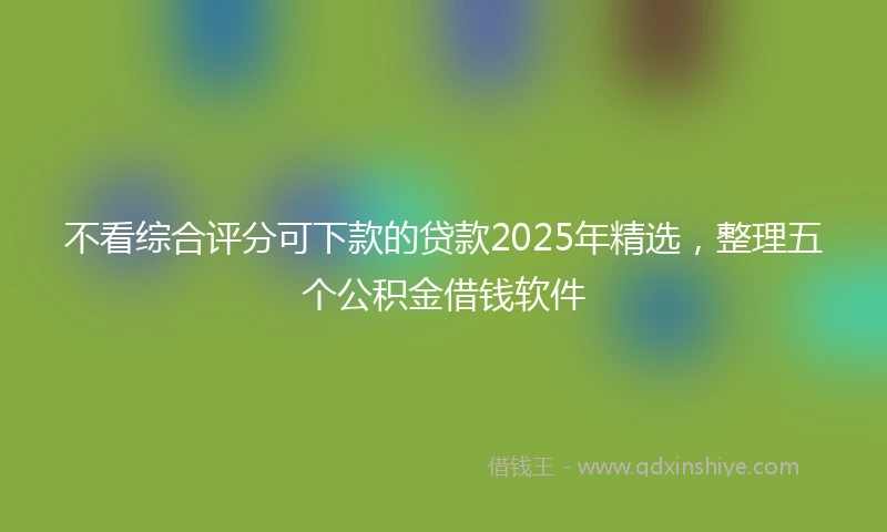 不看综合评分可下款的贷款2025年精选，整理五个公积金借钱软件