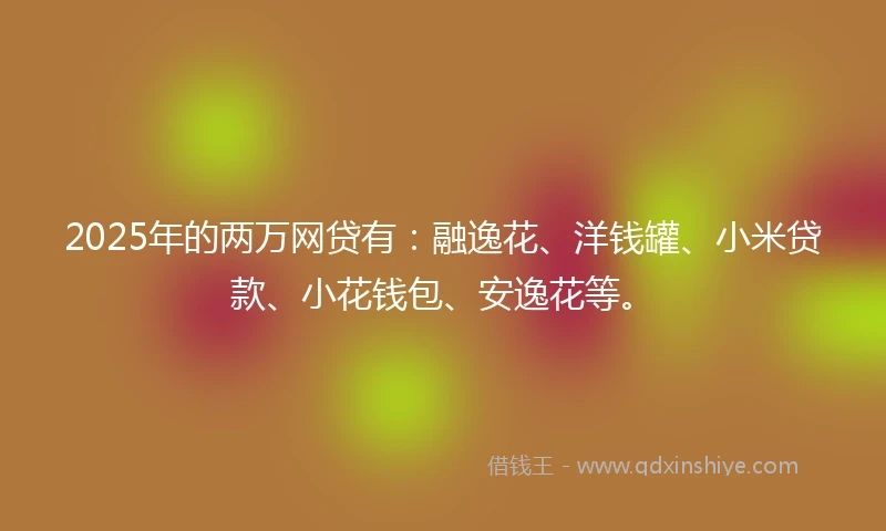 2025年的两万网贷有：融逸花、洋钱罐、小米贷款、小花钱包、安逸花等。