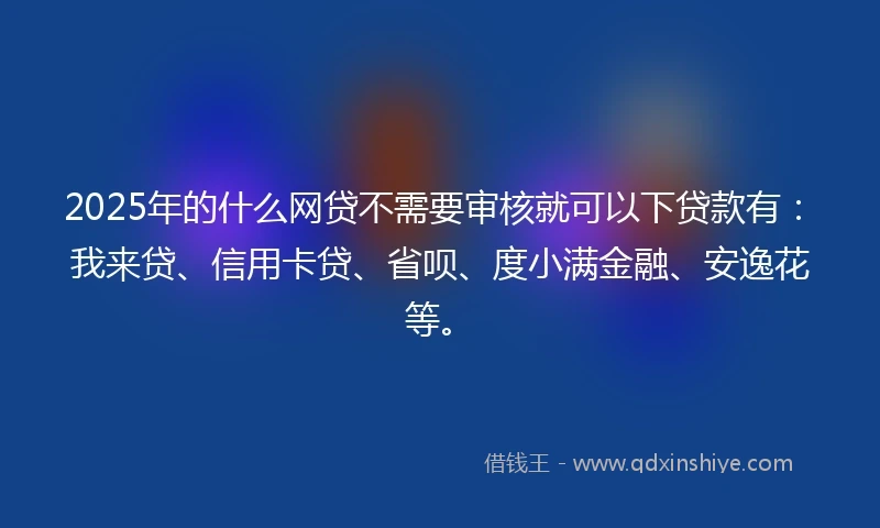 2025年的什么网贷不需要审核就可以下贷款有：我来贷、信用卡贷、省呗、度小满金融、安逸花等。