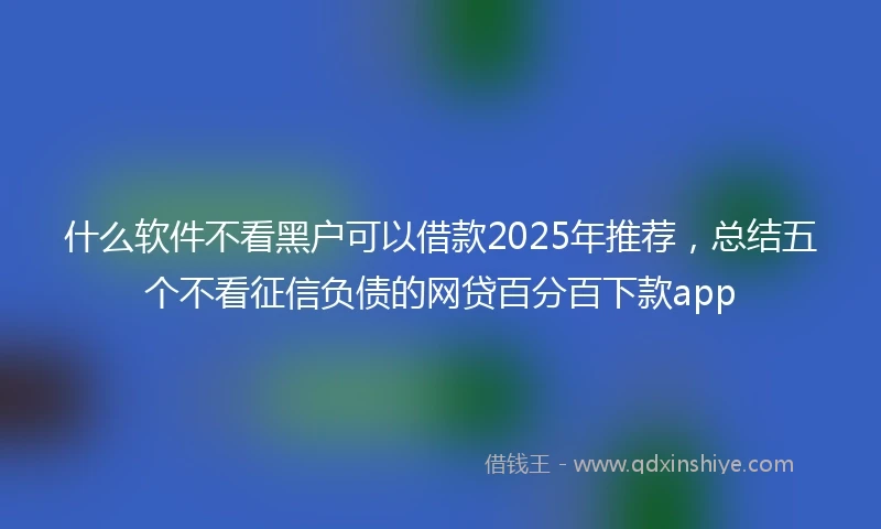 什么软件不看黑户可以借款2025年推荐，总结五个不看征信负债的网贷百分百下款app