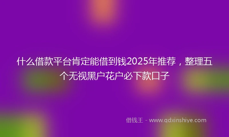什么借款平台肯定能借到钱2025年推荐，整理五个无视黑户花户必下款口子