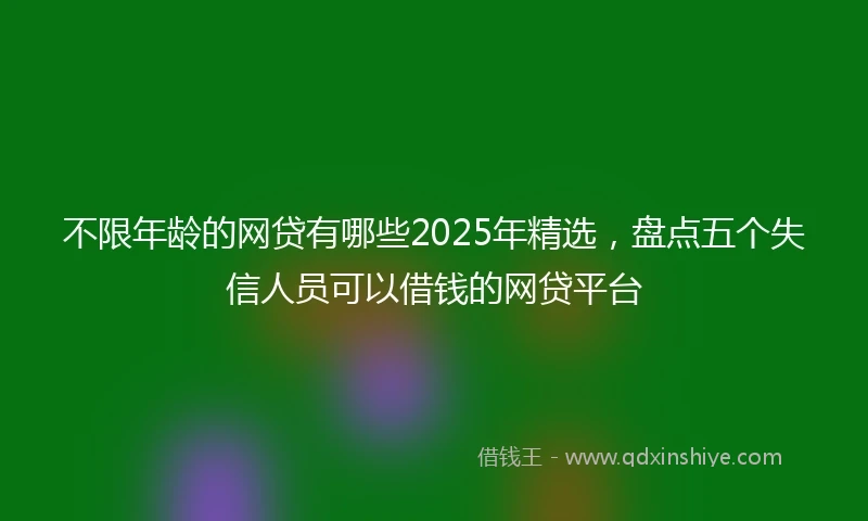 不限年龄的网贷有哪些2025年精选，盘点五个失信人员可以借钱的网贷平台