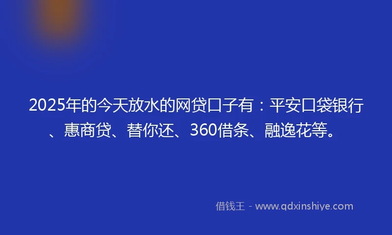 2025年的今天放水的网贷口子有：平安口袋银行、惠商贷、替你还、360借条、融逸花等。