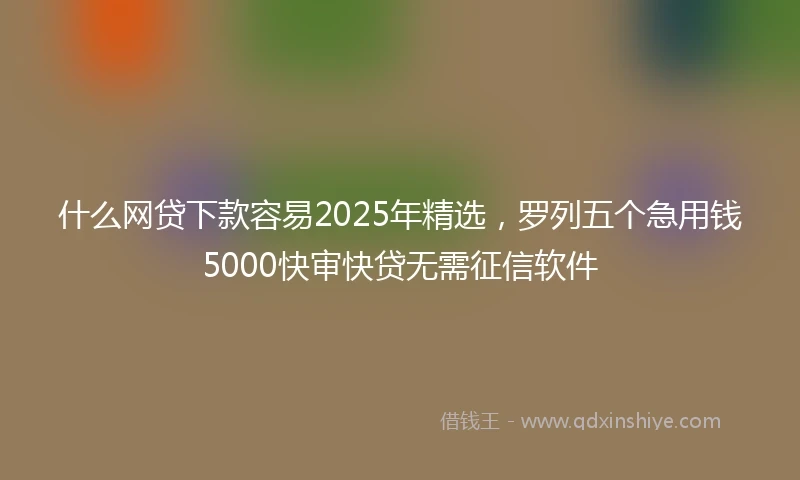 什么网贷下款容易2025年精选，罗列五个急用钱5000快审快贷无需征信软件
