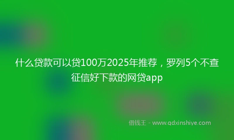 什么贷款可以贷100万2025年推荐，罗列5个不查征信好下款的网贷app