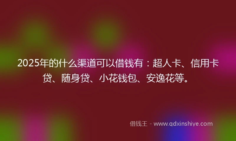2025年的什么渠道可以借钱有：超人卡、信用卡贷、随身贷、小花钱包、安逸花等。