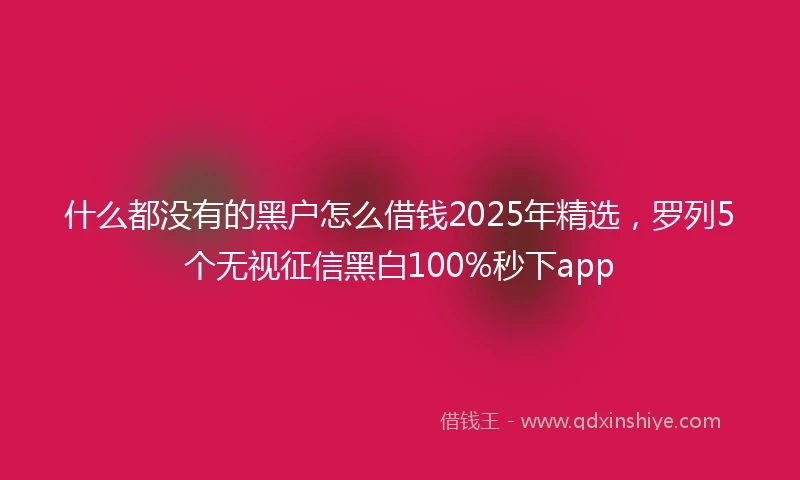 什么都没有的黑户怎么借钱2025年精选，罗列5个无视征信黑白100%秒下app