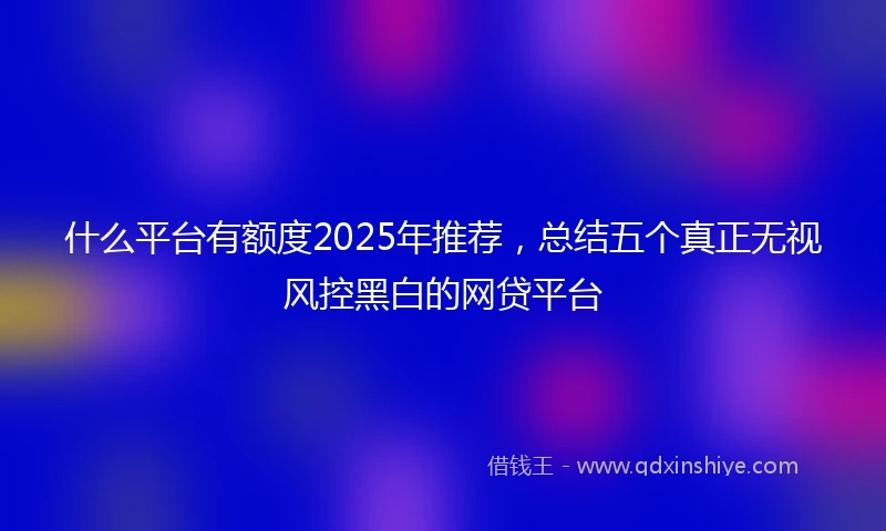什么平台有额度2025年推荐，总结五个真正无视风控黑白的网贷平台