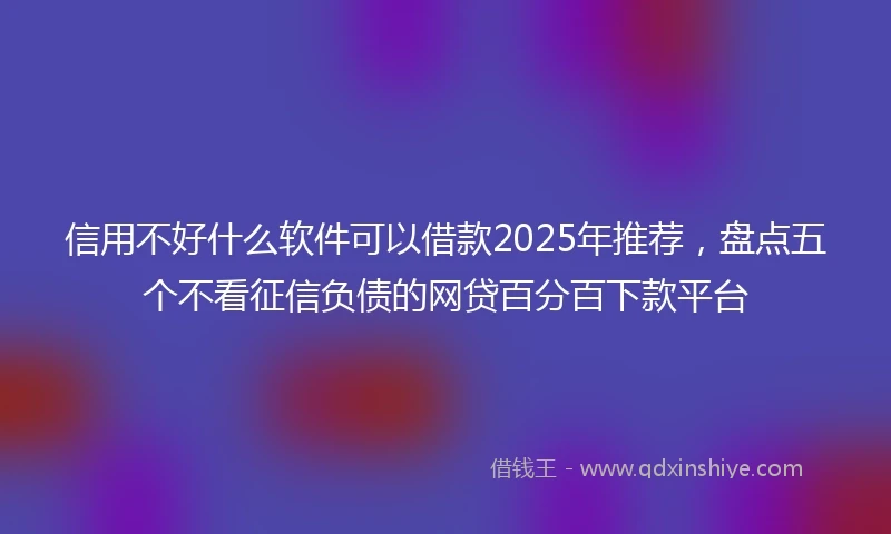 信用不好什么软件可以借款2025年推荐，盘点五个不看征信负债的网贷百分百下款平台