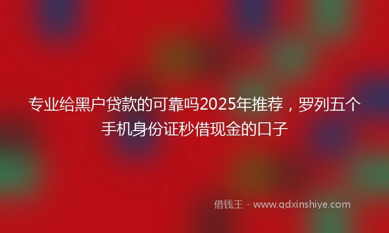 专业给黑户贷款的可靠吗2025年推荐，罗列五个手机身份证秒借现金的口子
