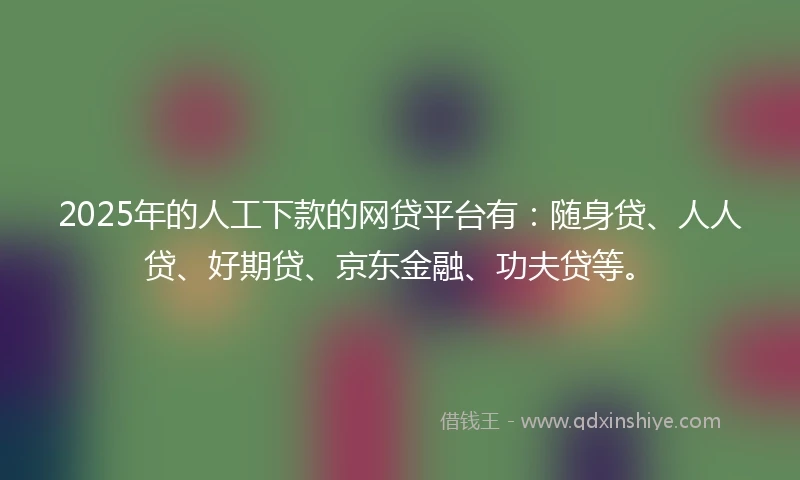 2025年的人工下款的网贷平台有：随身贷、人人贷、好期贷、京东金融、功夫贷等。