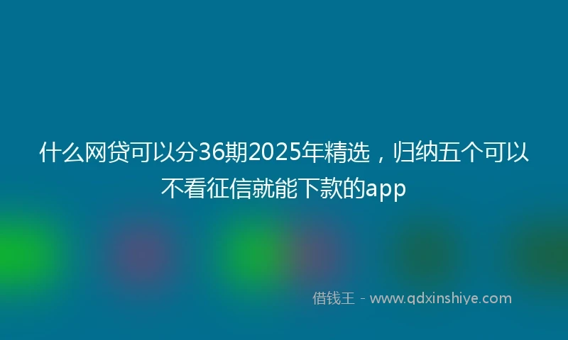 什么网贷可以分36期2025年精选，归纳五个可以不看征信就能下款的app