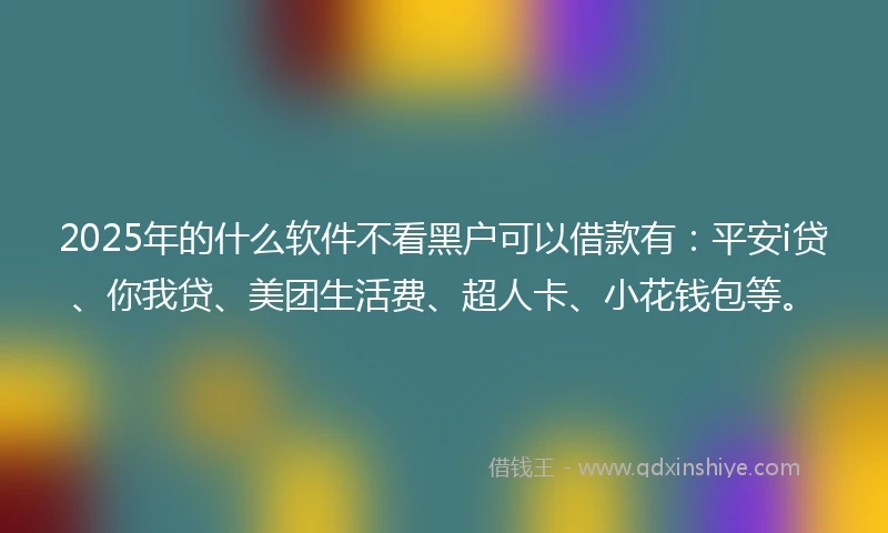 2025年的什么软件不看黑户可以借款有：平安i贷、你我贷、美团生活费、超人卡、小花钱包等。