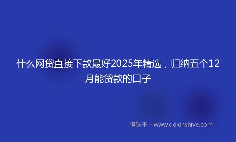 什么网贷直接下款最好2025年精选，归纳五个12月能贷款的口子