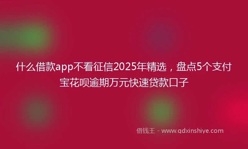 什么借款app不看征信2025年精选，盘点5个支付宝花呗逾期万元快速贷款口子