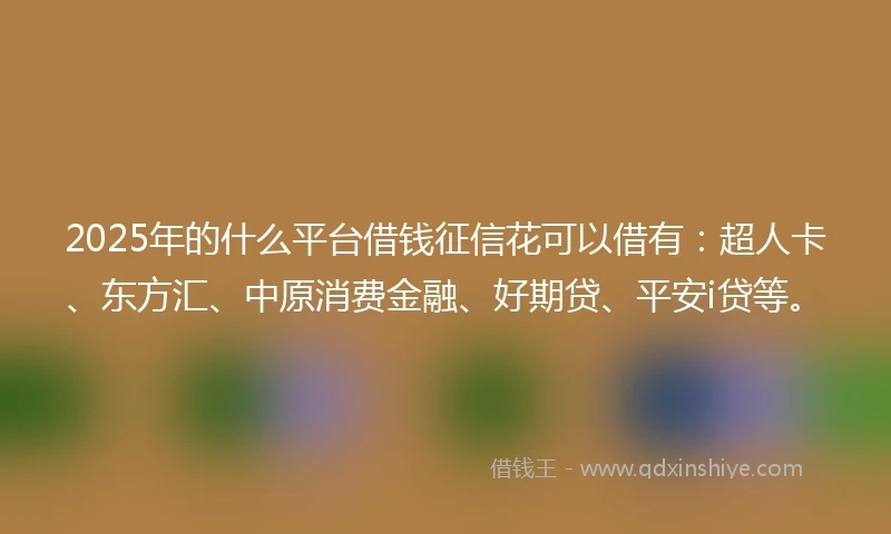 2025年的什么平台借钱征信花可以借有：超人卡、东方汇、中原消费金融、好期贷、平安i贷等。