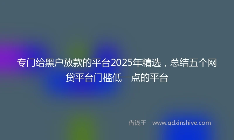 专门给黑户放款的平台2025年精选，总结五个网贷平台门槛低一点的平台