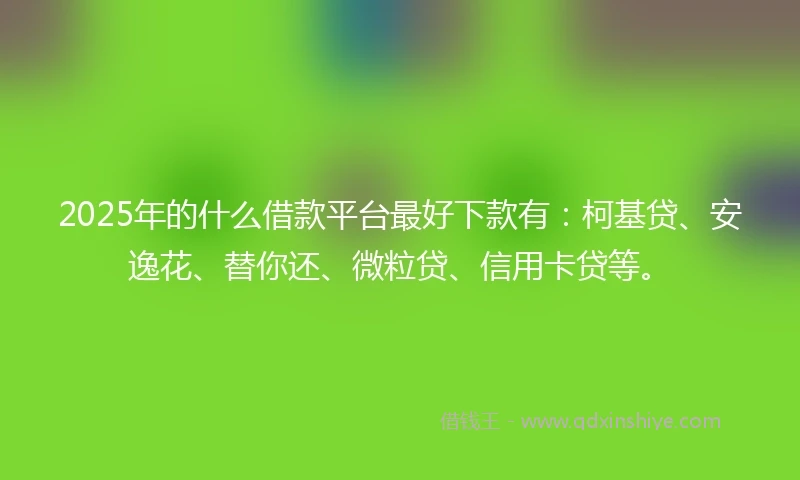2025年的什么借款平台最好下款有：柯基贷、安逸花、替你还、微粒贷、信用卡贷等。