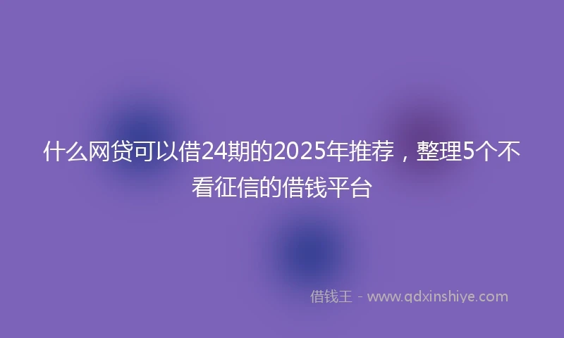 什么网贷可以借24期的2025年推荐，整理5个不看征信的借钱平台