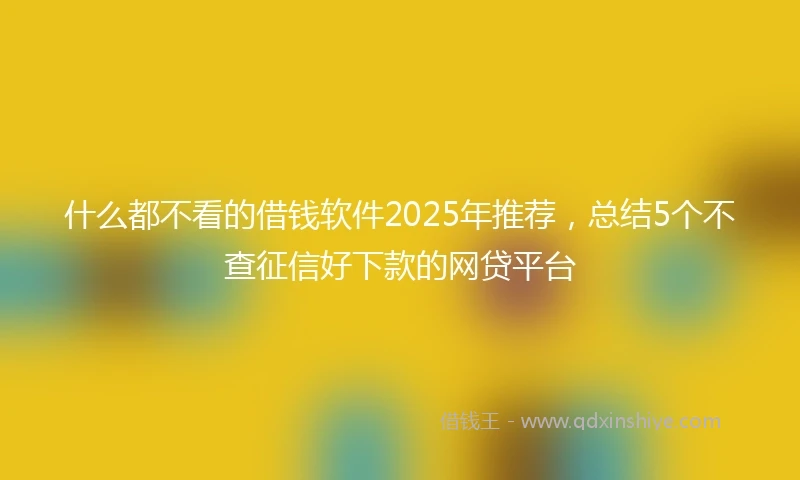 什么都不看的借钱软件2025年推荐，总结5个不查征信好下款的网贷平台
