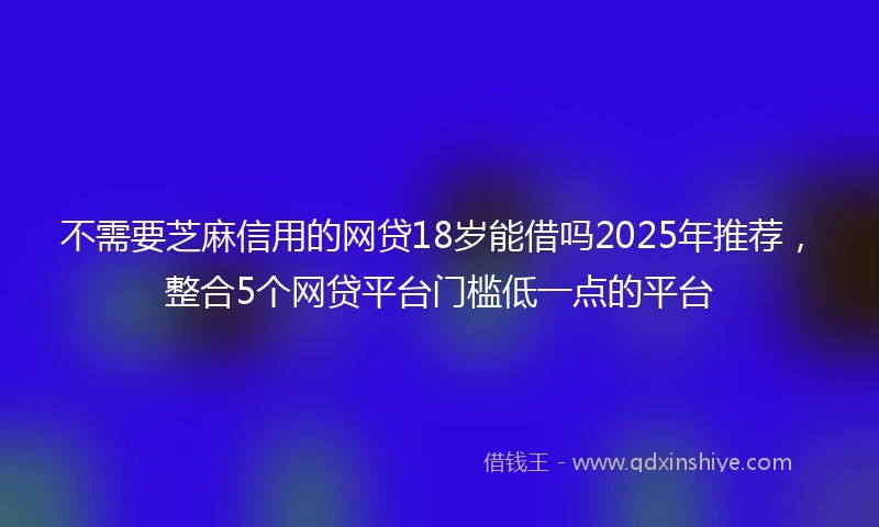 不需要芝麻信用的网贷18岁能借吗2025年推荐，整合5个网贷平台门槛低一点的平台