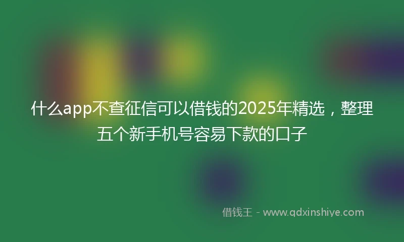 什么app不查征信可以借钱的2025年精选，整理五个新手机号容易下款的口子