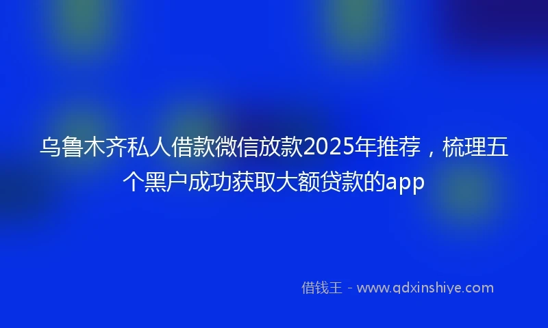 乌鲁木齐私人借款微信放款2025年推荐，梳理五个黑户成功获取大额贷款的app