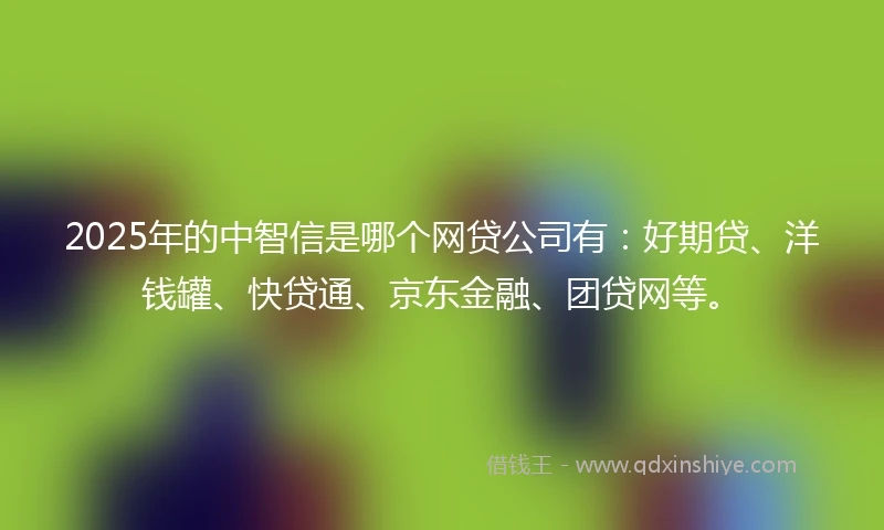 2025年的中智信是哪个网贷公司有：好期贷、洋钱罐、快贷通、京东金融、团贷网等。