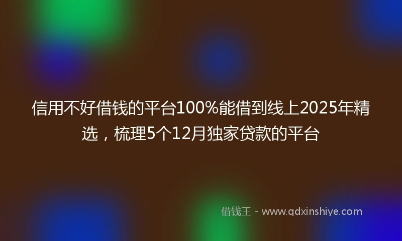 信用不好借钱的平台100%能借到线上2025年精选，梳理5个12月独家贷款的平台