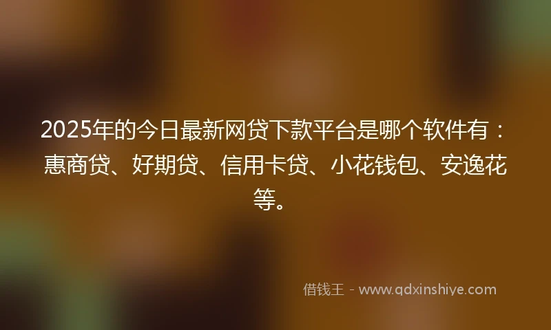2025年的今日最新网贷下款平台是哪个软件有：惠商贷、好期贷、信用卡贷、小花钱包、安逸花等。