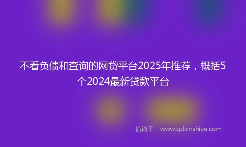 不看负债和查询的网贷平台2025年推荐，概括5个2024最新贷款平台
