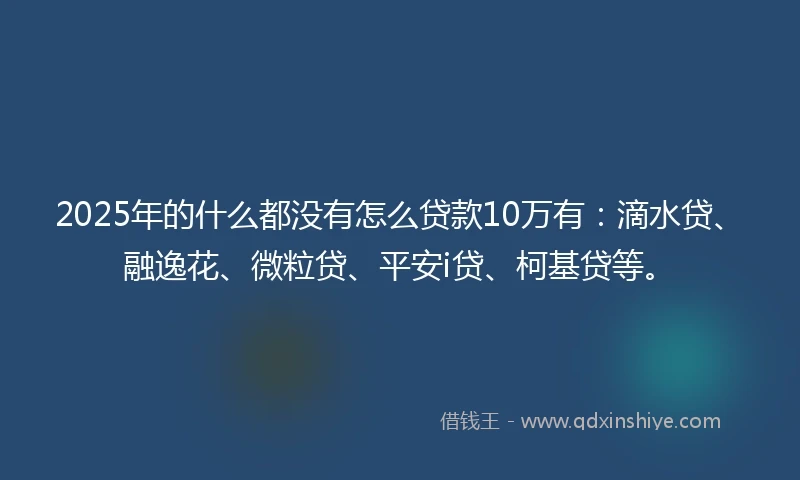 2025年的什么都没有怎么贷款10万有：滴水贷、融逸花、微粒贷、平安i贷、柯基贷等。
