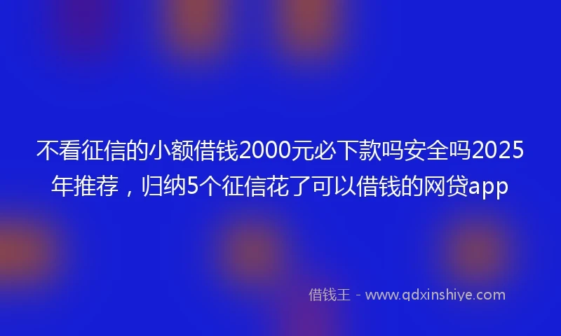 不看征信的小额借钱2000元必下款吗安全吗2025年推荐，归纳5个征信花了可以借钱的网贷app