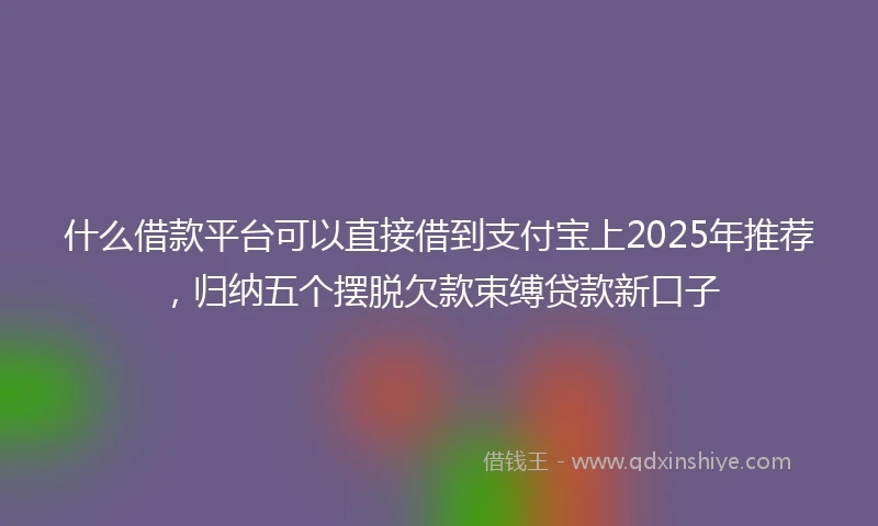 什么借款平台可以直接借到支付宝上2025年推荐，归纳五个摆脱欠款束缚贷款新口子